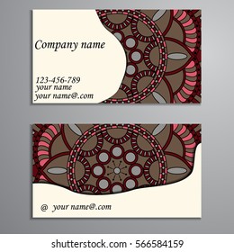 Invitation, business card or banner with text template. Round floral vector ornament. Lace. National pattern.  Islam, Arabic, Indian, turkish, pakistan, chinese, ottoman motifs.