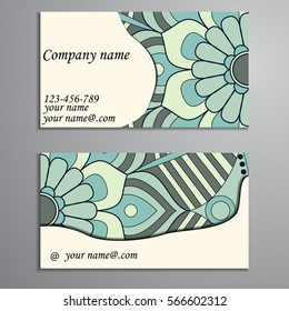Invitation, business card or banner with text template. Round floral vector ornament. Lace. National pattern.  Islam, Arabic, Indian, turkish, pakistan, chinese, ottoman motifs.