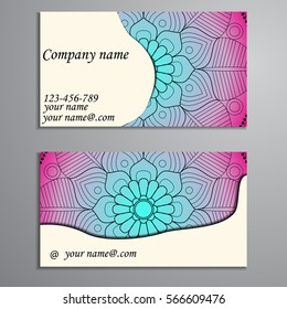 Invitation, business card or banner with text template. Round floral vector ornament. Lace. National pattern.  Islam, Arabic, Indian, turkish, pakistan, chinese, ottoman motifs.