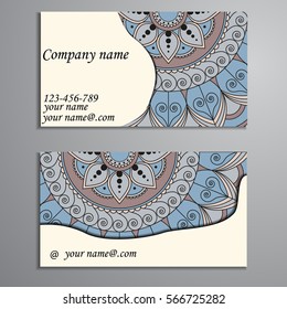 Invitation, business card or banner with text template. Round floral vector ornament. Lace. National pattern.  Islam, Arabic, Indian, turkish, pakistan, chinese, ottoman motifs.