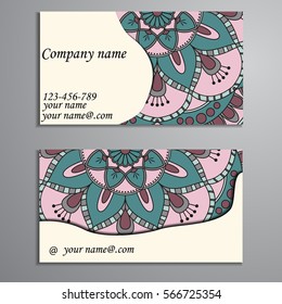 Invitation, business card or banner with text template. Round floral vector ornament. Lace. National pattern.  Islam, Arabic, Indian, turkish, pakistan, chinese, ottoman motifs.