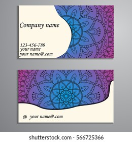 Invitation, business card or banner with text template. Round floral vector ornament. Lace. National pattern.  Islam, Arabic, Indian, turkish, pakistan, chinese, ottoman motifs.