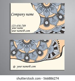 Invitation, business card or banner with text template. Round floral vector ornament. Lace. National pattern.  Islam, Arabic, Indian, turkish, pakistan, chinese, ottoman motifs.