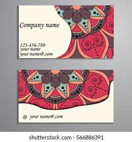 Invitation, business card or banner with text template. Round floral vector ornament. Lace. National pattern.  Islam, Arabic, Indian, turkish, pakistan, chinese, ottoman motifs.