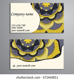 Invitation, business card or banner with text template. Round floral vector ornament. Lace. National pattern.  Islam, Arabic, Indian, turkish, pakistan, chinese, ottoman motifs.