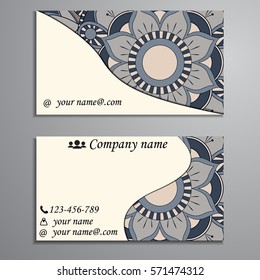 Invitation, business card or banner with text template. Round floral vector ornament. Lace. National pattern.  Islam, Arabic, Indian, turkish, pakistan, chinese, ottoman motifs.