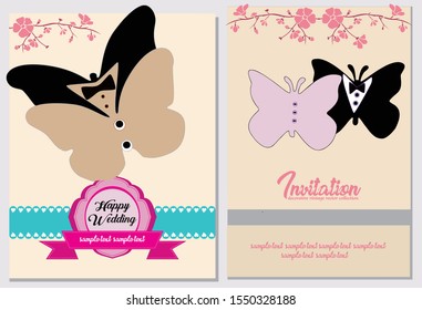 Invitation with a butterfly design. Invitation Template. Natural Concepts