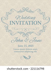 Invitation with calligraphy design elements in beige