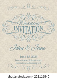 Invitation with calligraphy design elements in beige