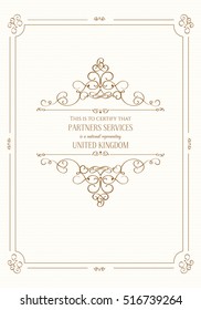 Invitation With Calligraphy Design Elements In Beige. Use For Wedding Invitations, Royal Certificates, Greeting Cards, Menus, Covers, Posters, Brochures