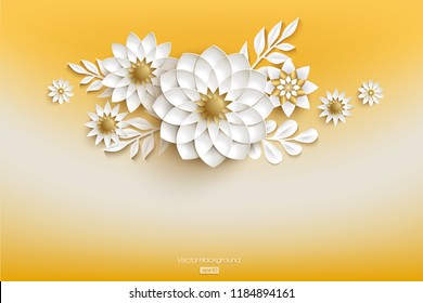 Invitation Card With 3d White Arabesque Style Flowers