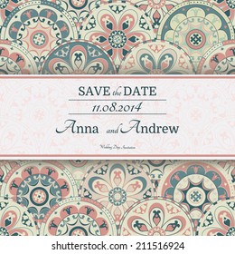 Invitation Card with abstract background of circles in pastel colors 