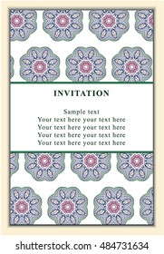 Invitation or card with abstract background. Islam, Arabic, Indian, Dubai.