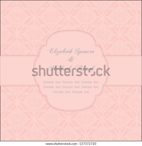 Invitation card. Abstract\
background with pink damask pattern. for invitation, backdrop,\
Wedding, card, brochure, banner, border, wallpaper. Vector eps10,\
illustration.
