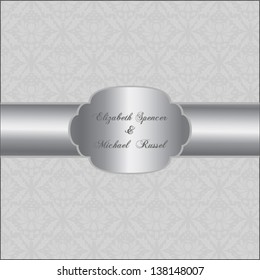 Invitation card. Abstract background with silver damask pattern. for invitation, backdrop, Wedding, card, brochure, banner, border, wallpaper. Vector eps10, illustration.