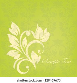 Invitation card with abstract floral background. Greeting card in grunge or retro style. Elegance pattern with flowers, floral vintage illustration. (background behind the panel is complete