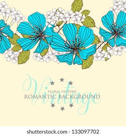 Invitation or card  with abstract floral background.