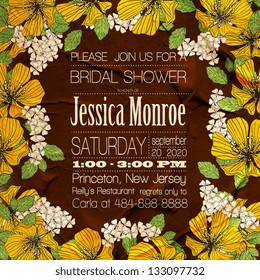 Invitation or card  with abstract floral background.
