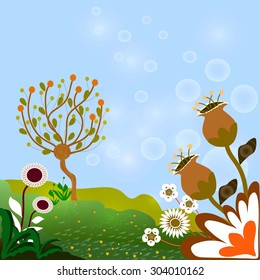 Invitation card with abstract floral background.