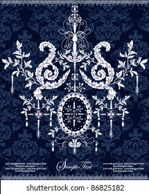 Invitation Card With Abstract Floral Chandelier