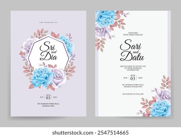 Cartão de Convite com Vetor Floral Abstrato. Ilustrador e designer. Convites de casamento, salvar a data, Convites de aniversário, Convites de vídeo, E-Cards.