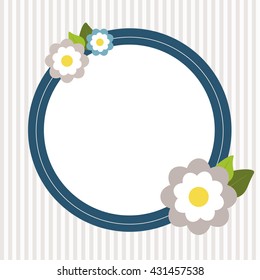Invitation Card With Abstract Flowers And Stripes