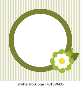 Invitation Card With Abstract Green Flower And Green Stripes