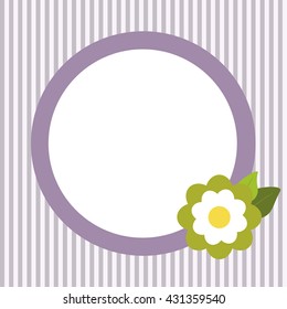 Invitation Card With Abstract Orange Flower And Orange Stripes
