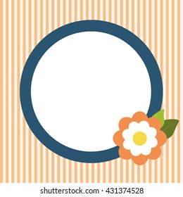 Invitation Card With Abstract Orange Flower And Orange Stripes