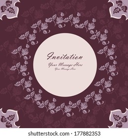 Invitation card with abstract vintage ornament