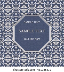 Invitation card arabic, mandala, blue and beige. Use for wedding invitations, birthday cards, party decorations, invitation cards, cover, greetings, label stickers and so much more