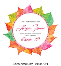 Invitation card autumn leaves design vector template. You can use it for invitations, flyers, postcards, cards and so on.