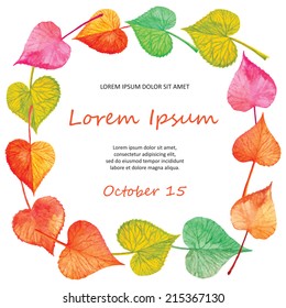 Invitation card autumn leaves design vector template. You can use it for invitations, flyers, postcards, cards and so on.