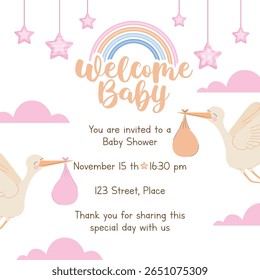 invitation card for baby girl welcome celebration