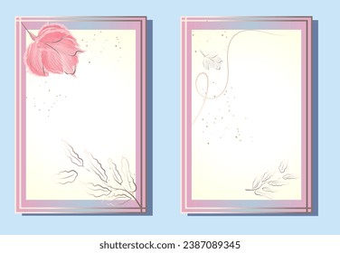 Invitation card background with
watercolor flower and botanical leaves. Template for happy birthday cards, greeting cards, flyers, invitations, parties. Wedding invitation cards.