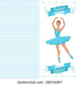 Invitation card to ballet dance show with ballerina.