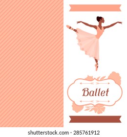 Invitation card to ballet dance show with ballerina.