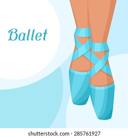 Invitation card to ballet dance show with pointe.