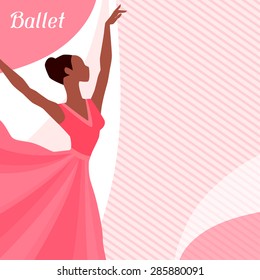 Invitation card to ballet dance show with ballerina.