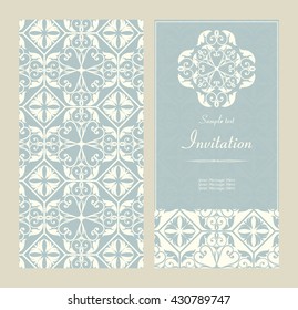 Invitation card Baroque blue and beige. Use for wedding invitations, birthday cards, party decorations, invitation cards, cover, greetings, label stickers and so much more