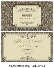 Invitation card Baroque gold and brown
