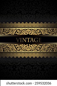 Invitation card Baroque Golden and black, Vintage 