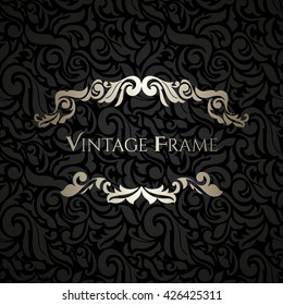 Invitation card Baroque Golden and black, Vintage frame, border, design elements