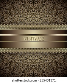 Invitation card Baroque Golden and brown, Vintage frame, border, design elements