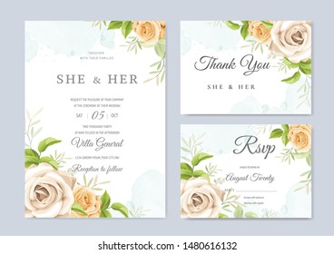 invitation card with beautiful floral. wedding card template