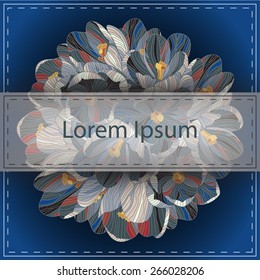 Invitation Card with beautiful flowers. Crocus blossom. Floral background for holiday and wedding decoration. 