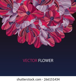 Invitation Card with beautiful flowers. Crocus blossom. Floral background for holiday and wedding decoration. 