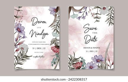 invitation card with beautiful grass ornaments

