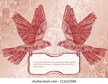 tarjeta de invitación con aves