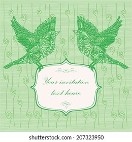 Invitation card with birds